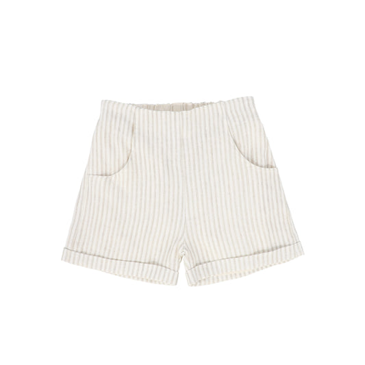 LE BOURDON WHITE/TAN LINEN SEAM SHORTS