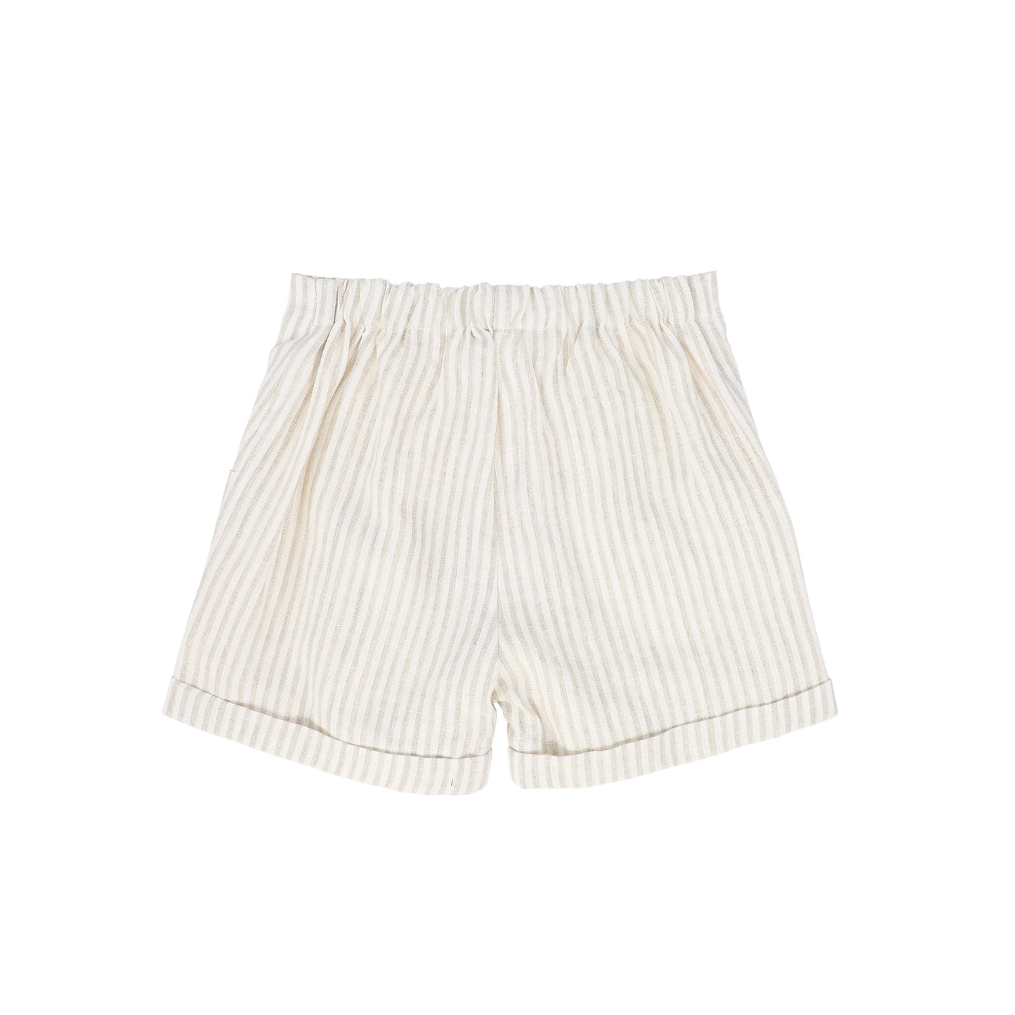 LE BOURDON WHITE/TAN LINEN SEAM SHORTS