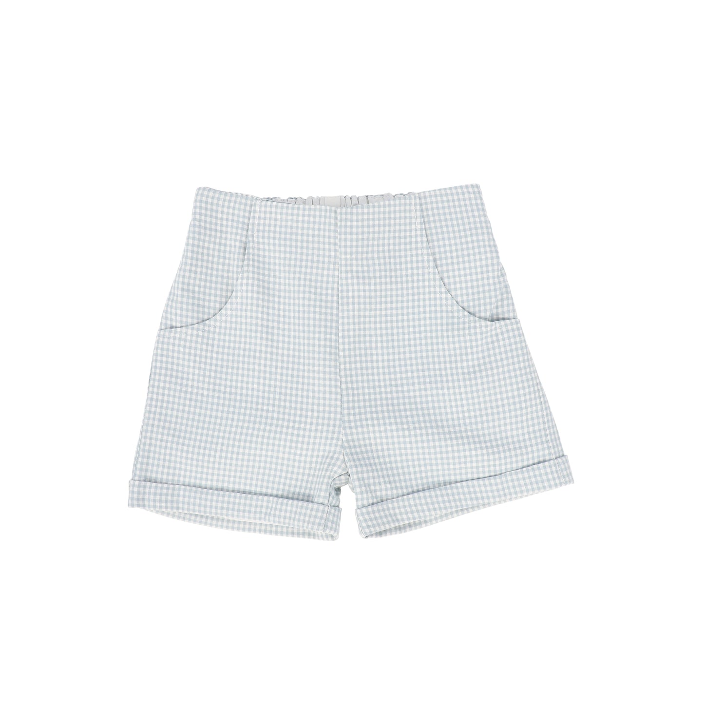 LE BOURDON WHITE/BLUE LINEN SEAM SHORTS