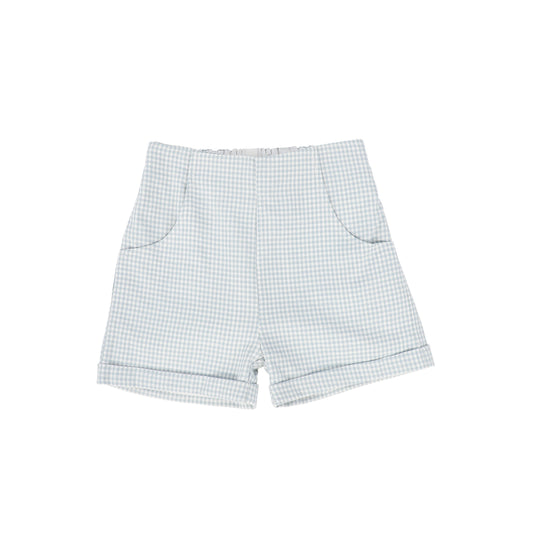 LE BOURDON WHITE/BLUE LINEN SEAM SHORTS