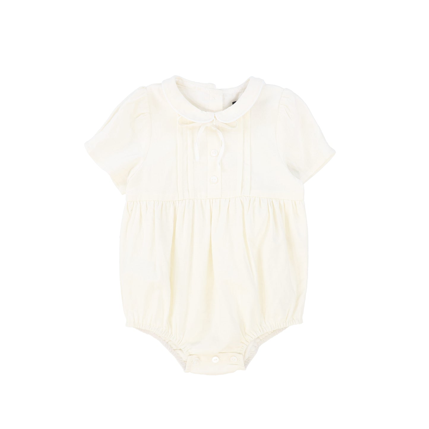 FRANCESCA GUILIANO IVORY LINEN PINTUCK ROMPER