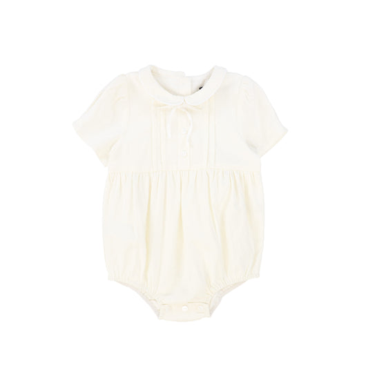 FRANCESCA GUILIANO IVORY LINEN PINTUCK ROMPER