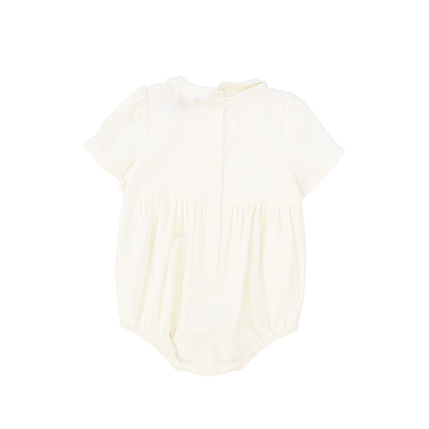 FRANCESCA GUILIANO IVORY LINEN PINTUCK ROMPER