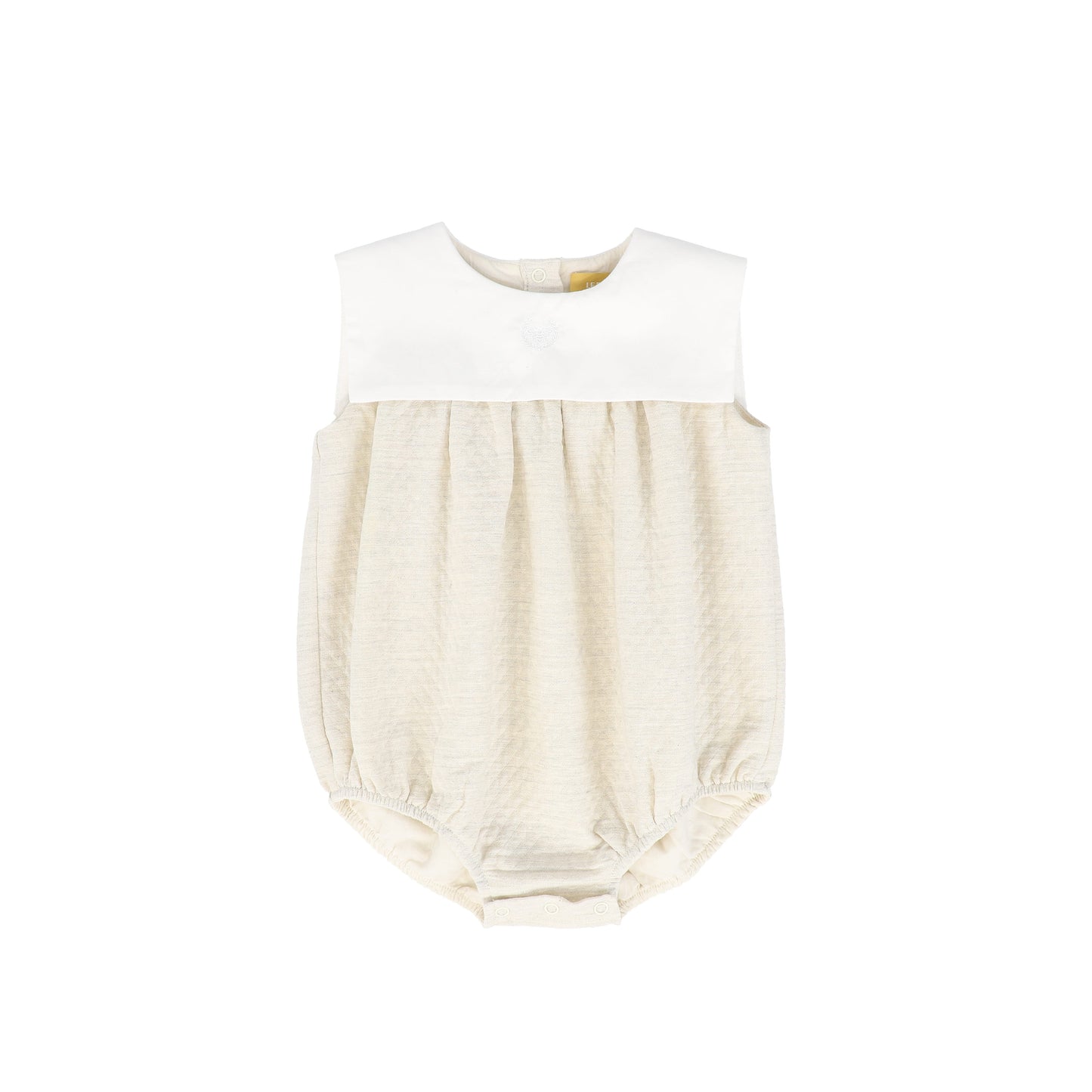LE BOURDON CREAM TEXTURED COLLAR ROMPER