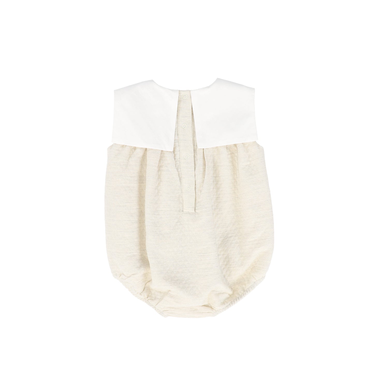 LE BOURDON CREAM TEXTURED COLLAR ROMPER