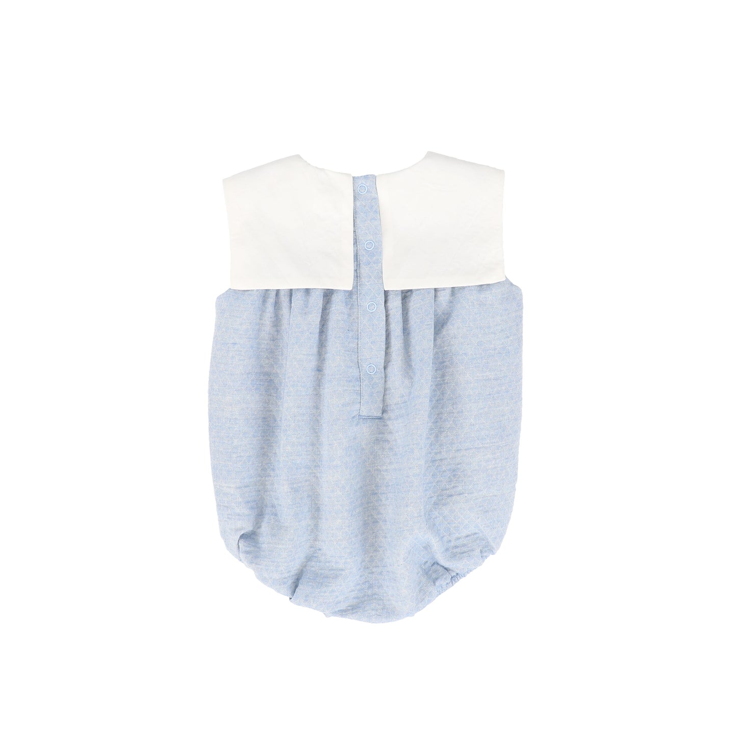 LE BOURDON LIGHT BLUE TEXTURED COLLAR ROMPER
