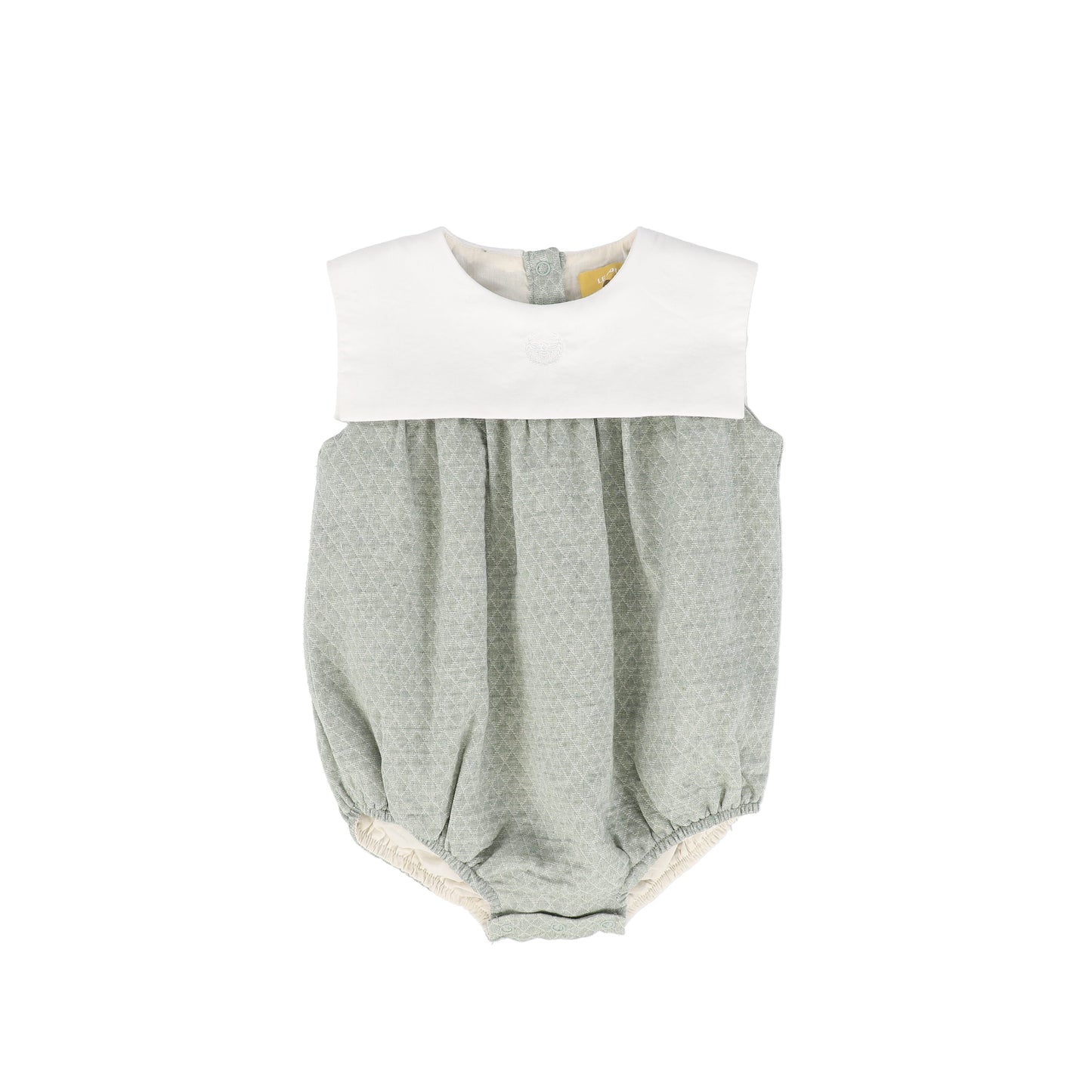 LE BOURDON GREEN TEXTURED COLLAR ROMPER