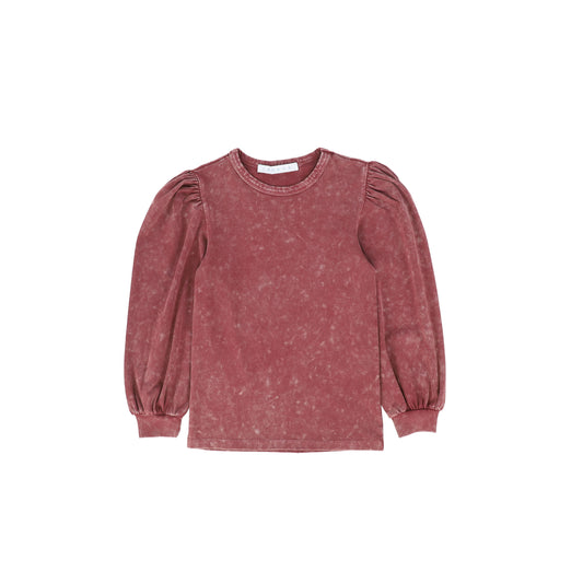 CABANA MAUVE MINERAL WASH PUFF SLEEVE T-SHIRT