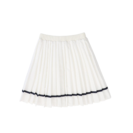 BACE COLLECTION IVORY/NAVY TRIM PLEAT SKIRT