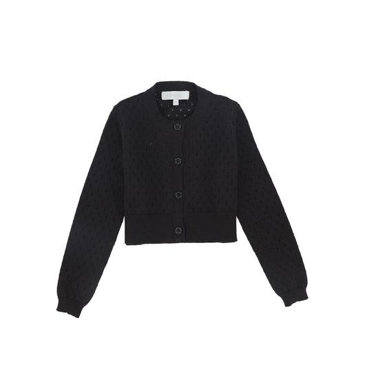 BACE COLLECTION BLACK POINTELLE CROP CARDIGAN
