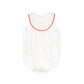 BAMBOO WHITE EMBROIDERED PIPED TRIM ROMPER