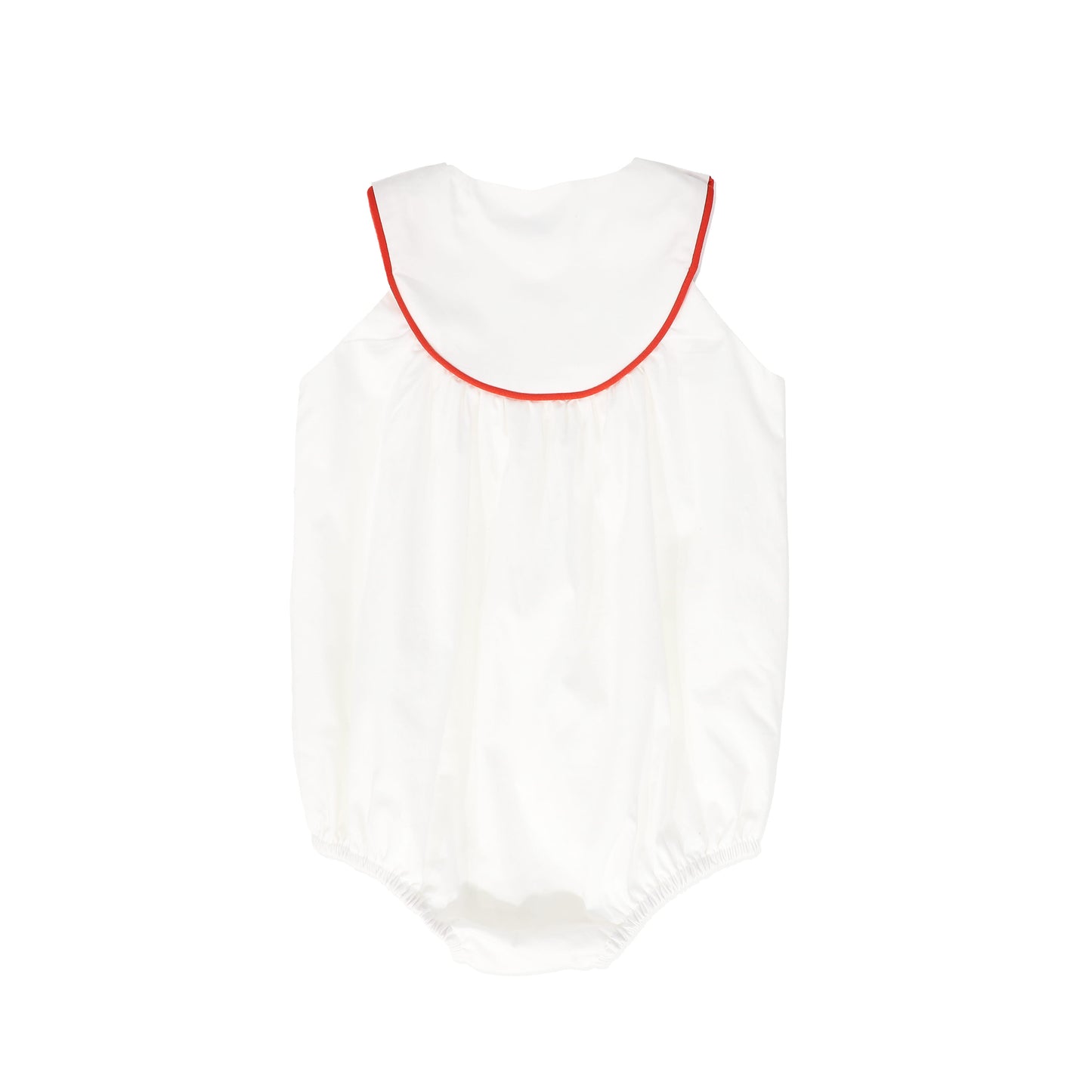 BAMBOO WHITE EMBROIDERED PIPED TRIM ROMPER