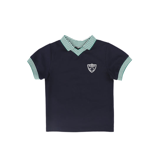 BAMBOO NAVY EMBLEM TRIM POLO
