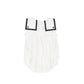 BACE COLLECTION IVORY/NAVY TRIM COLLAR BUTTON ROMPER
