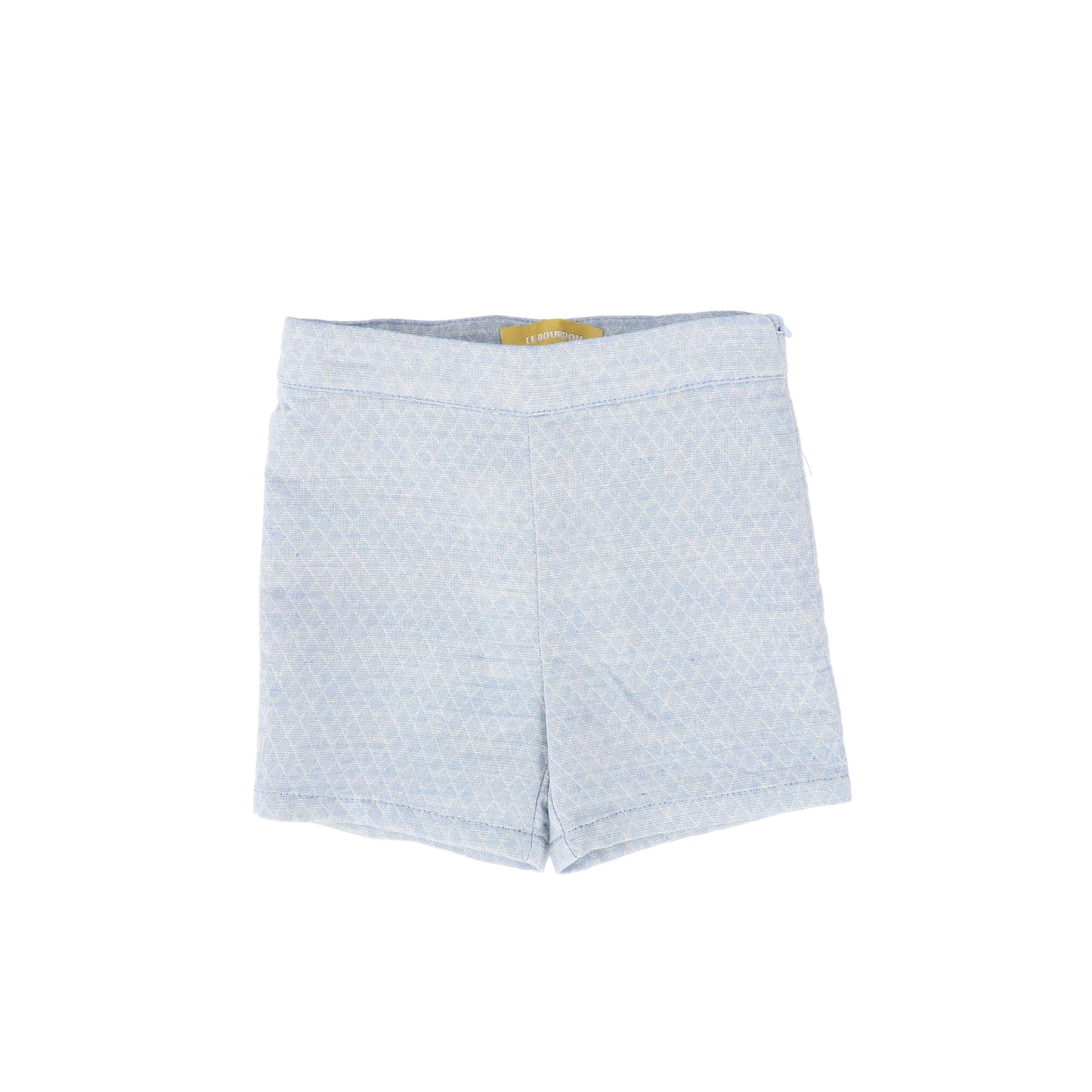 LE BOURDON LIGHT BLUE TEXTURED BUTTON SHORTS