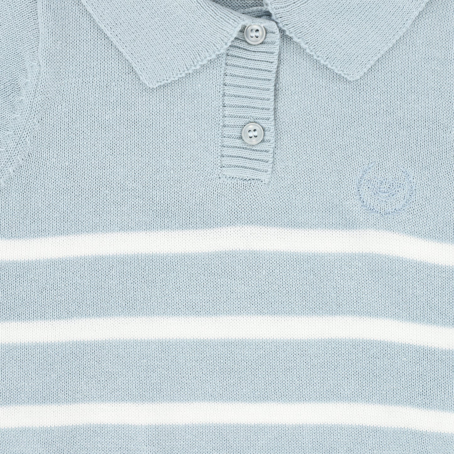 LE BOURDON DUSTY BLUE TRIM KNIT SS SWEATER