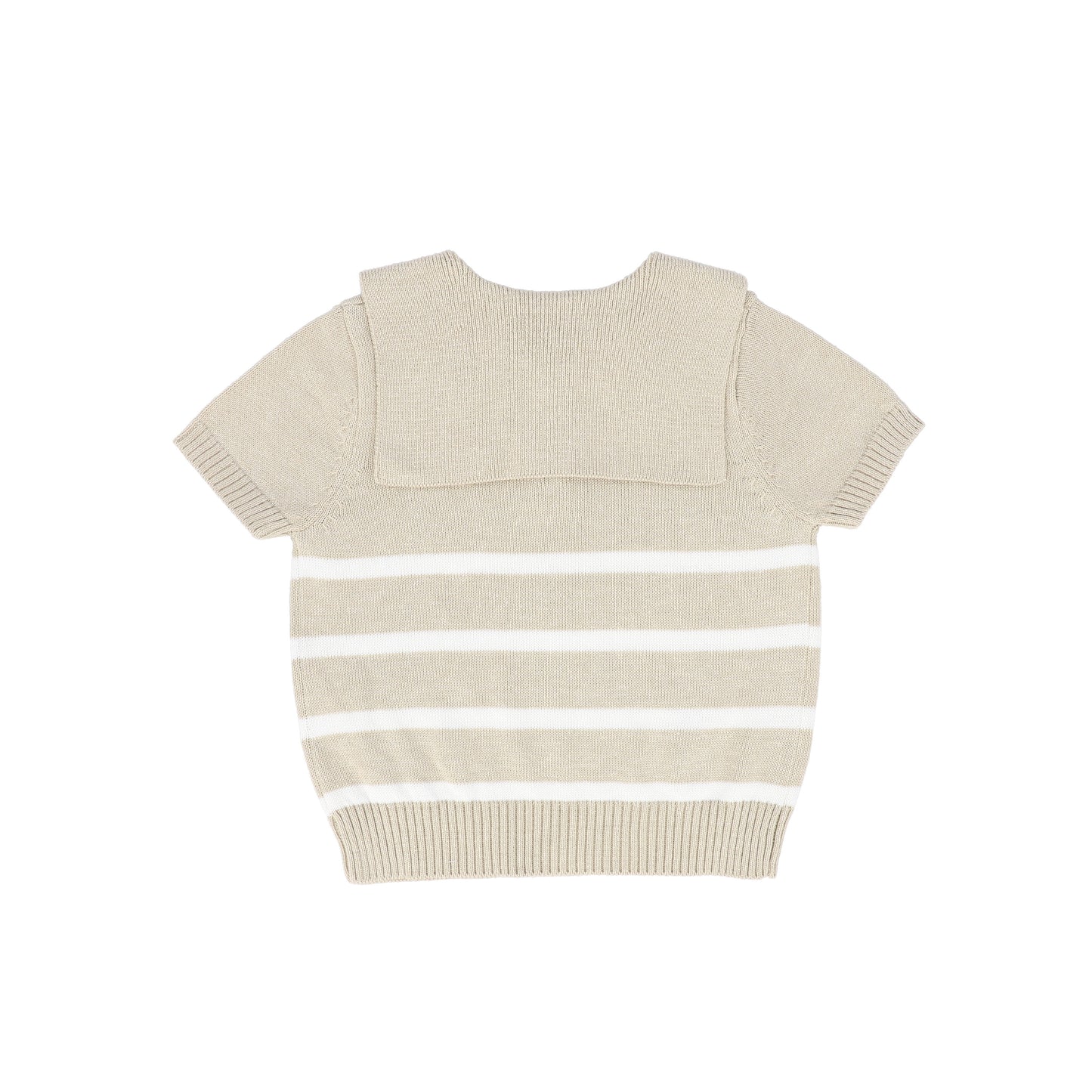 LE BOURDON TAN TRIM KNIT SS SWEATER