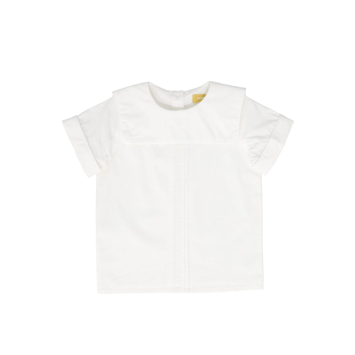 LE BOURDON WHITE PIPED TRIM BLOUSE