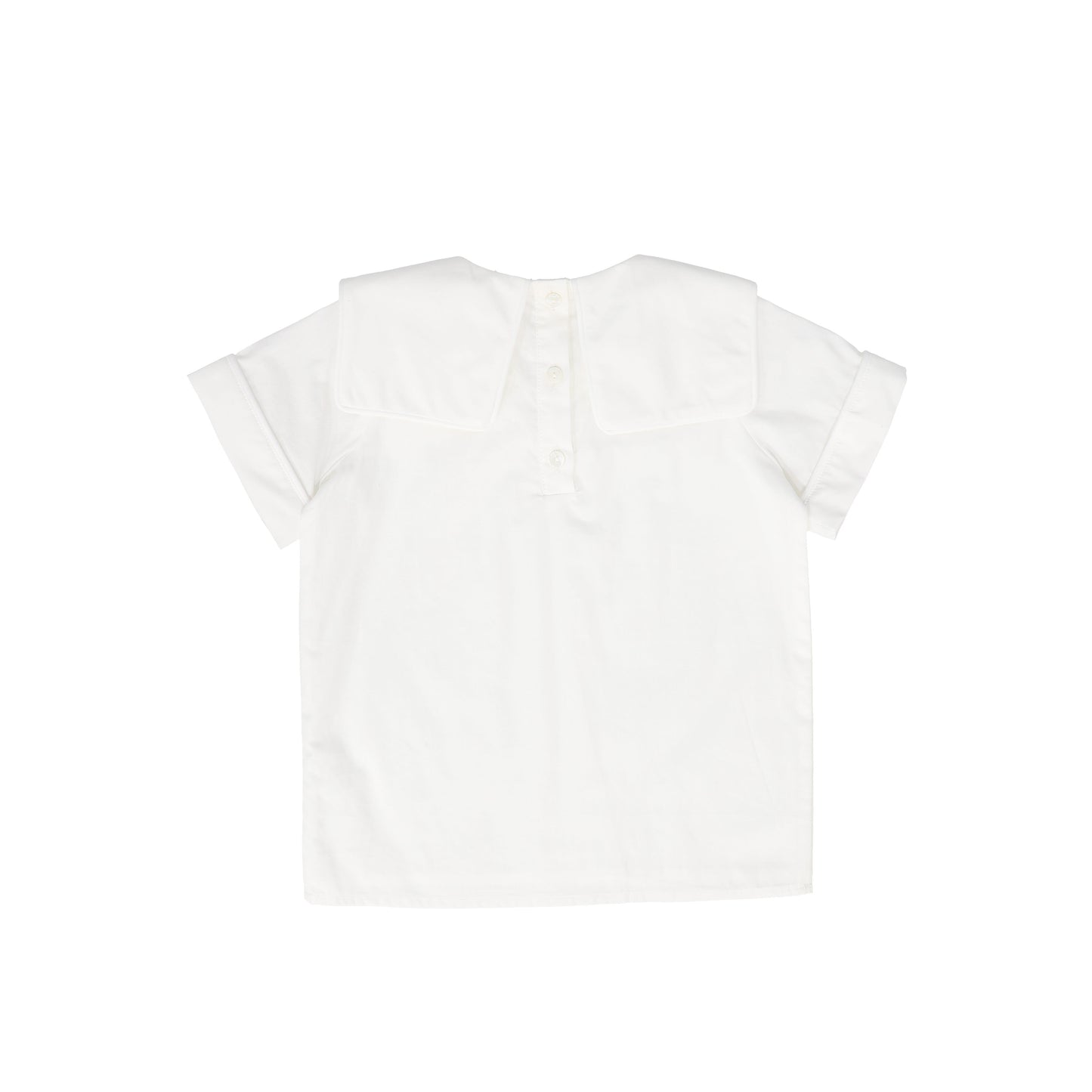LE BOURDON WHITE PIPED TRIM BLOUSE