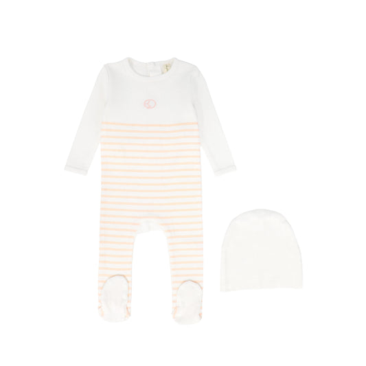 BEBE JOLEE WHITE/PINK STRIPE POINTELLE FOOTIE