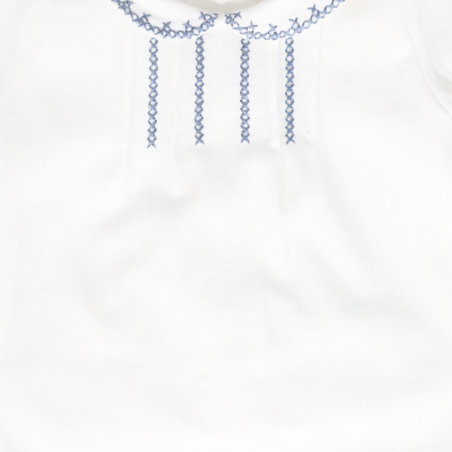 BEBE JOLEE WHITE/BLUE STITCHED TRIM COLLAR FOOTIE