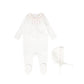 BEBE JOLEE WHITE/PINK STITCHED TRIM COLLAR FOOTIE