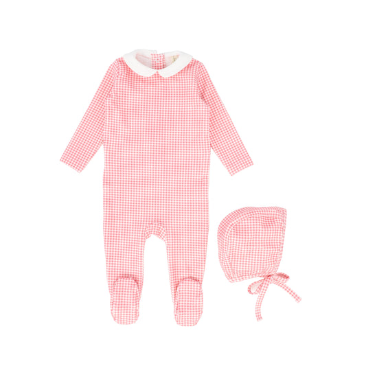 BEBE JOLEE FUCHSIA PINK GINGHAM COLLAR FOOTIE