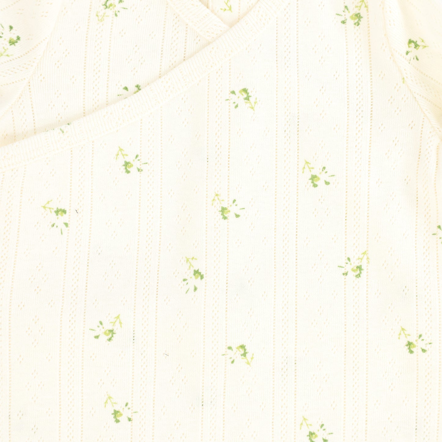 BEBE JOLEE CREAM/GREEN POINTELLE FLORAL FOOTIE