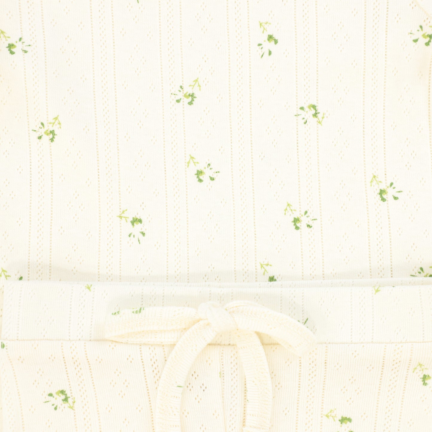 BEBE JOLEE CREAM/GREEN POINTELLE FLORAL SHORTS SET