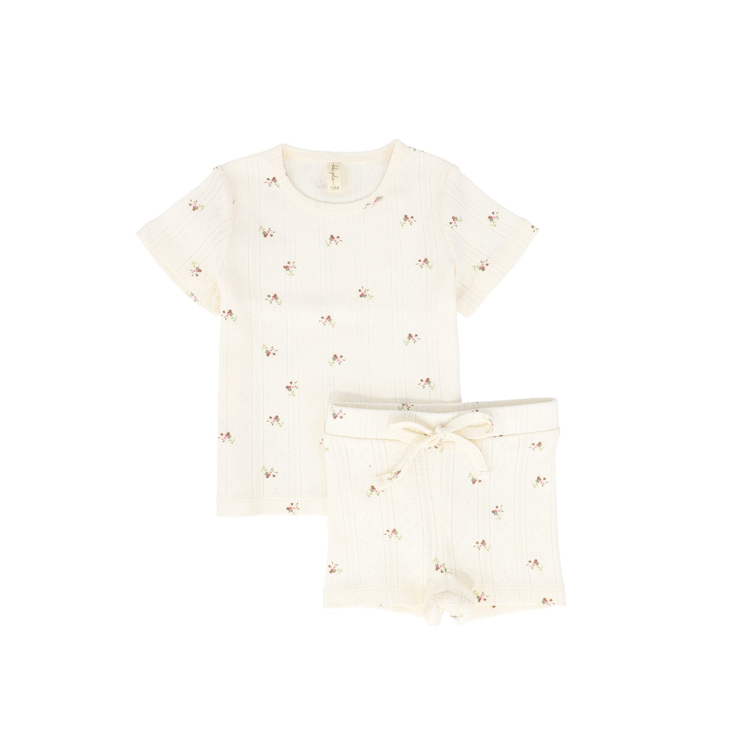 BEBE JOLEE CREAM/PINK POINTELLE FLORAL SHORTS SET