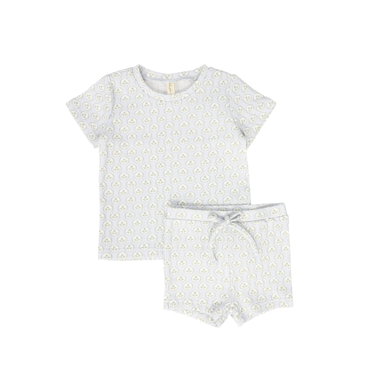 BEBE JOLEE BLUE POINTELLE PETAL SHORTS SET