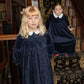 NOUNELLE NAVY VELOUR SCALLOP COLLAR MAXI DRESS