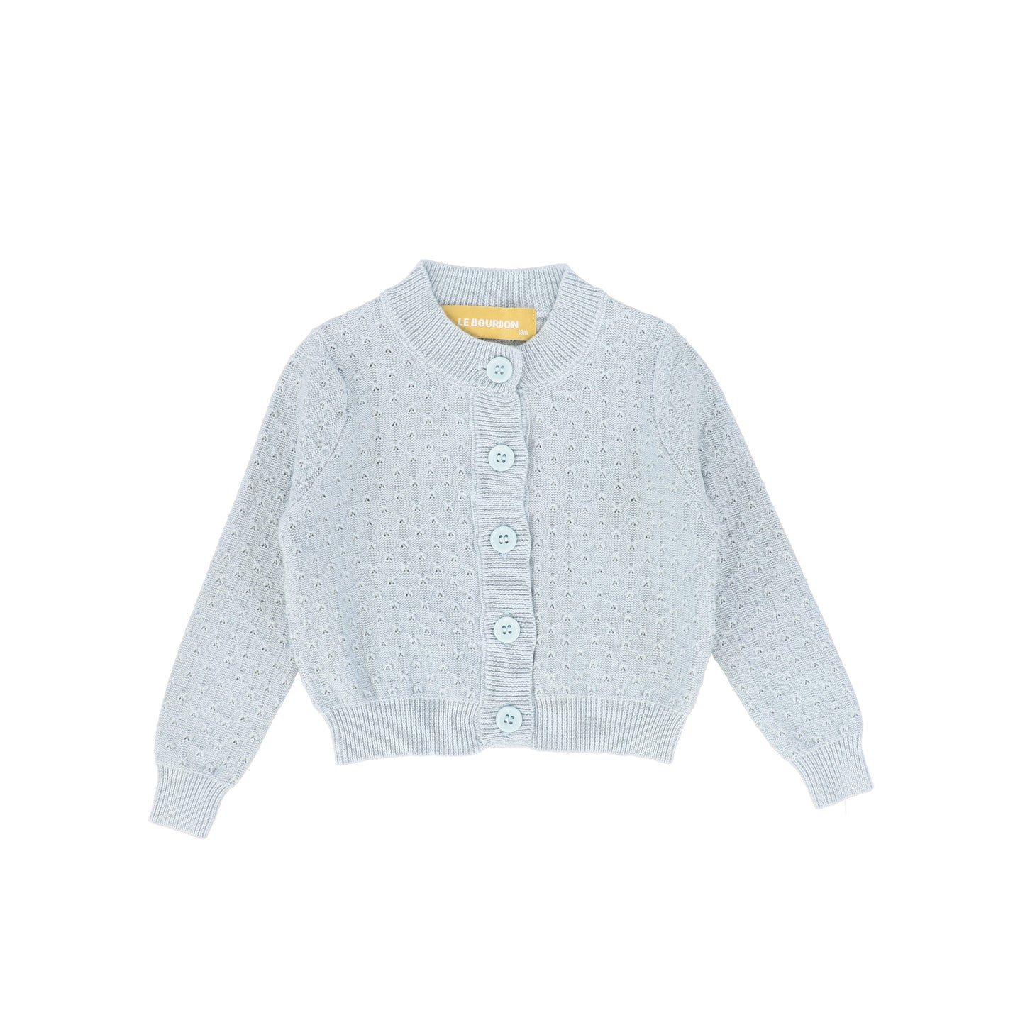 LE BOURDON LIGHT BLUE POINTELLE BUTTON CARDIGAN