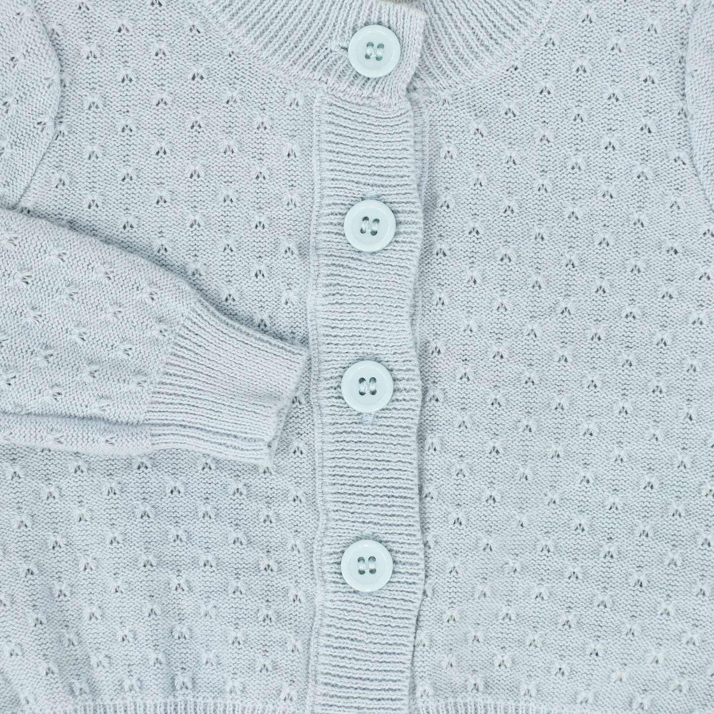 LE BOURDON LIGHT BLUE POINTELLE BUTTON CARDIGAN