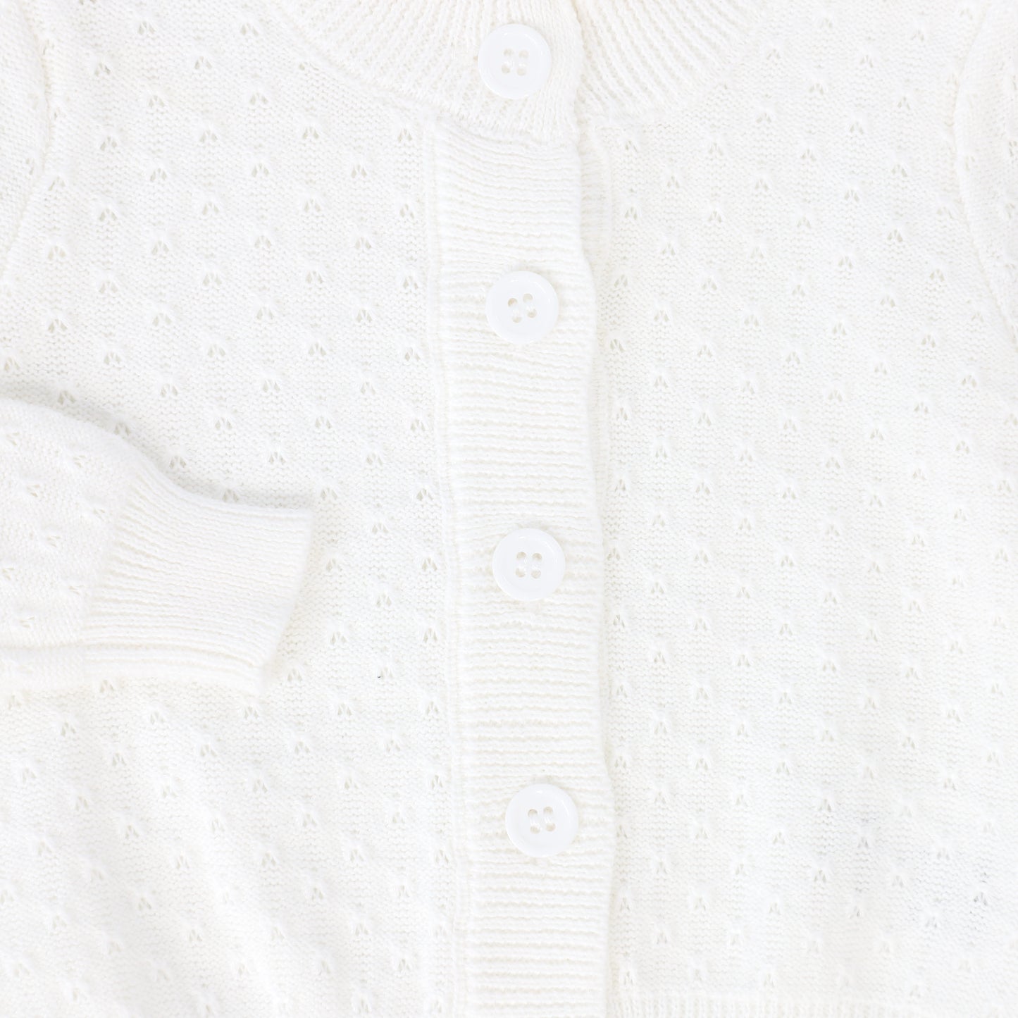 LE BOURDON WHITE POINTELLE BUTTON CARDIGAN