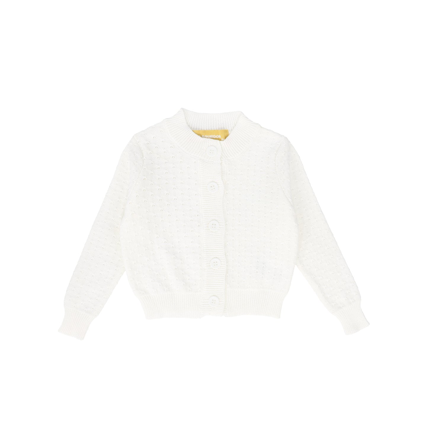 LE BOURDON WHITE POINTELLE BUTTON CARDIGAN