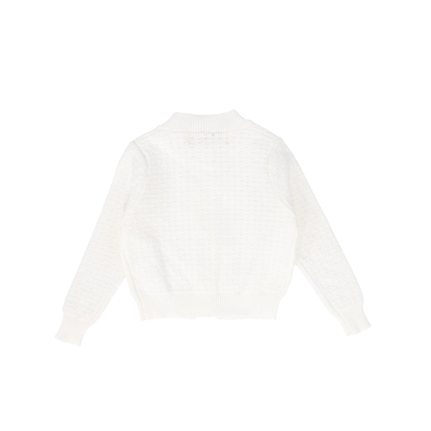 LE BOURDON WHITE POINTELLE BUTTON CARDIGAN