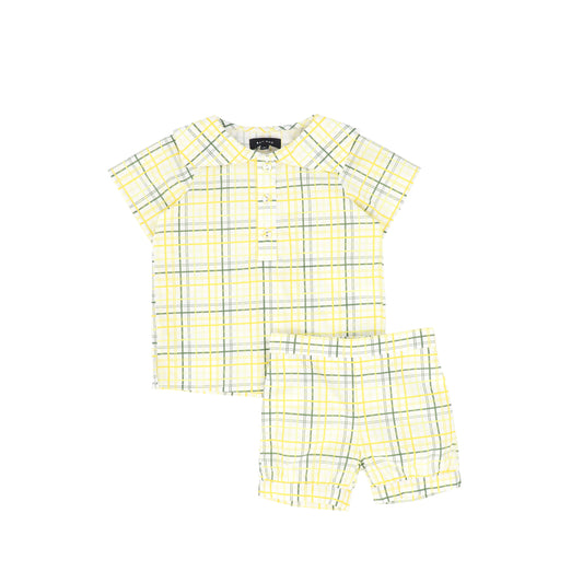 BAMBOO YELLOW PLAID SAILOR COLLAR SET
