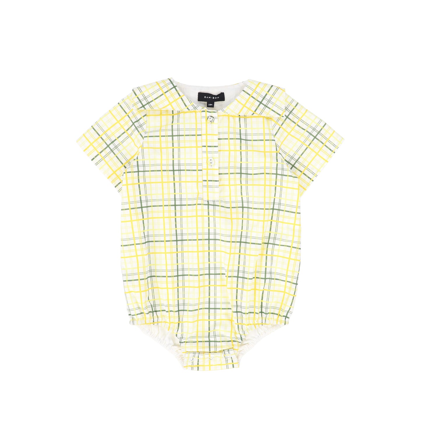 BAMBOO YELLOW PLAID SAILOR COLLAR ROMPER