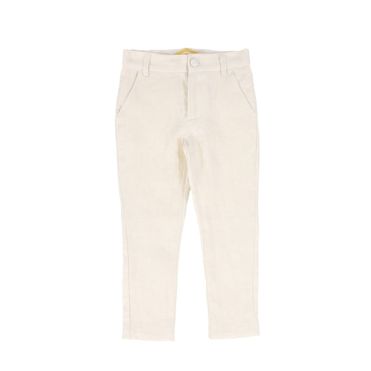 LE BOURDON TAN FITTED LINEN PANTS