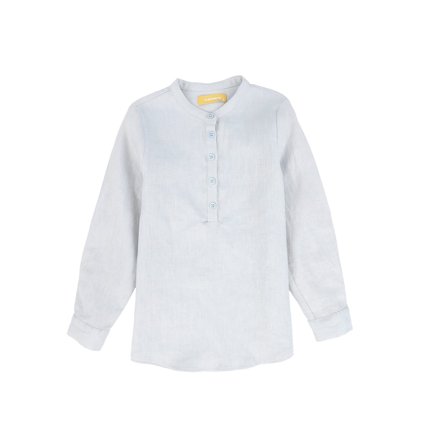 LE BOURDON BLUE LINEN BUTTON BLOUSE