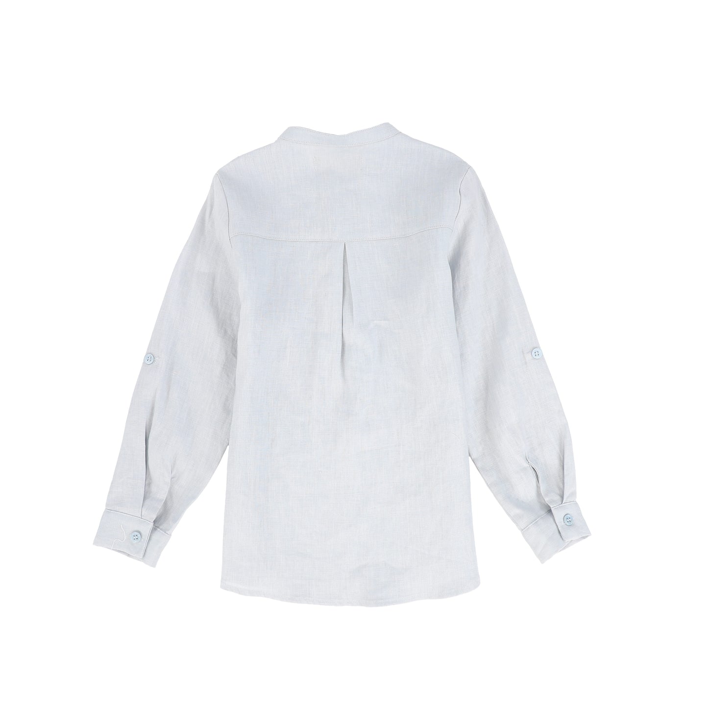 LE BOURDON BLUE LINEN BUTTON BLOUSE