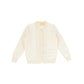 LE BOURDON BEIGE KNIT CABLE STRIPE COLLAR CARDIGAN