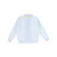 LE BOURDON BLUE KNIT CABLE STRIPE COLLAR CARDIGAN