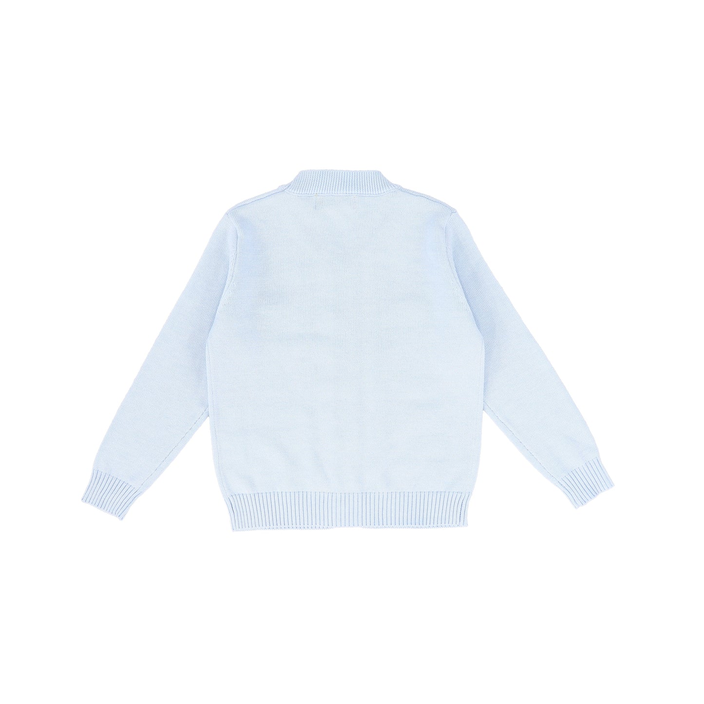 LE BOURDON BLUE KNIT CABLE STRIPE COLLAR CARDIGAN