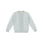 LE BOURDON GREEN KNIT CABLE STRIPE COLLAR CARDIGAN