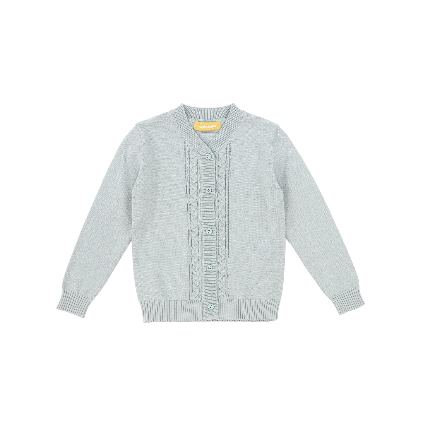 LE BOURDON GREEN KNIT CABLE STRIPE COLLAR CARDIGAN