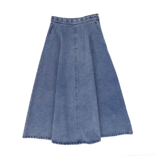 VALENTINA BLUE DENIM SIDE POCKET DENIM MAXI SKIRT