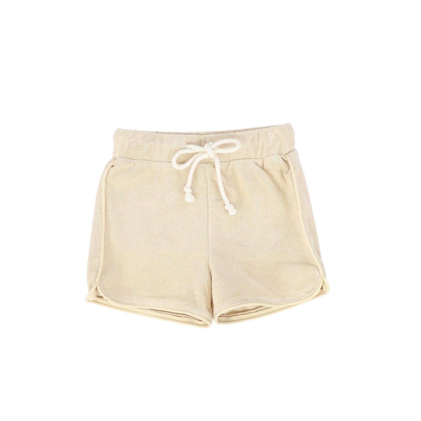 LE BOURDON BEIGE PIPED TRIM TERRY SHORTS