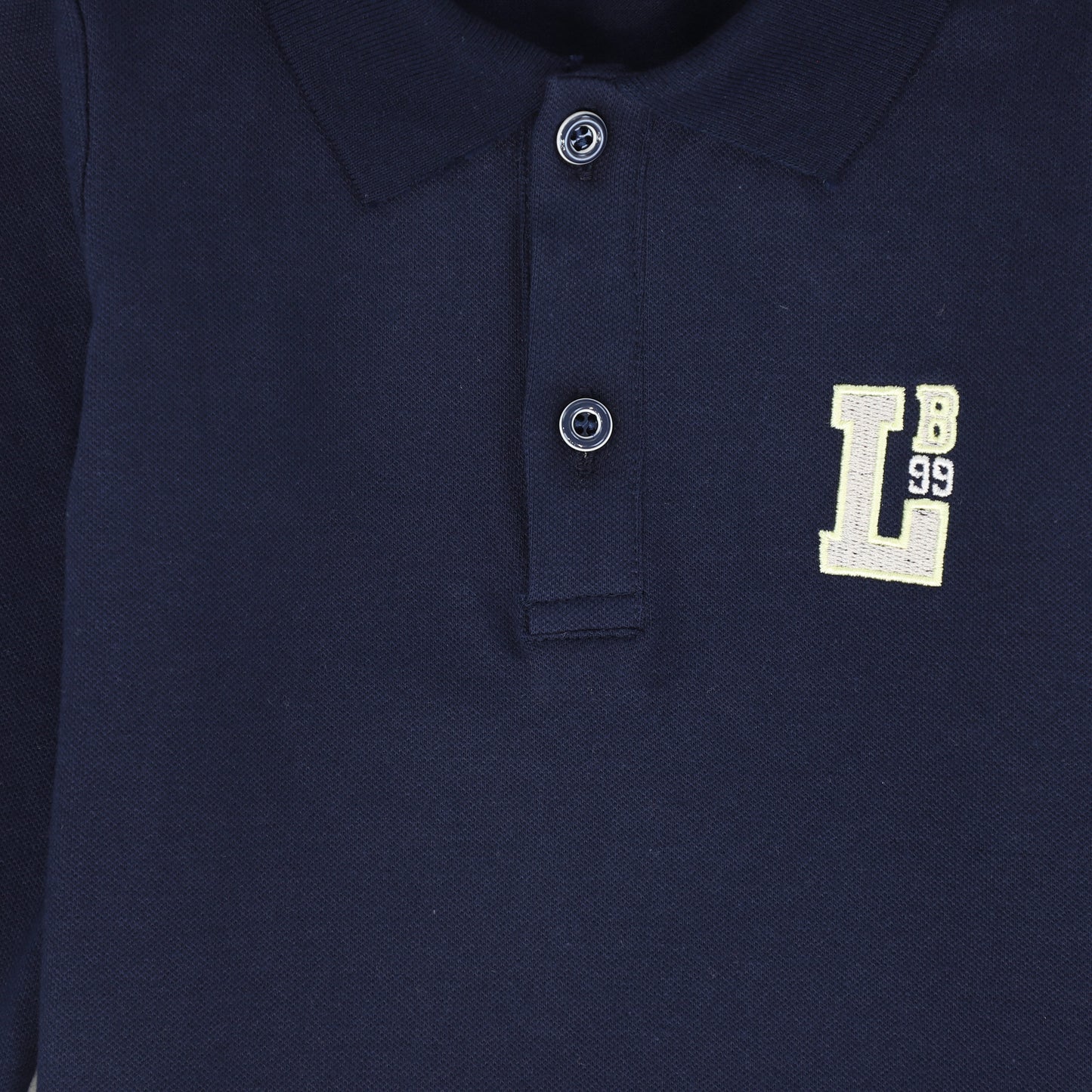 LE BOURDON NAVY LETTER PATCH LS POLO